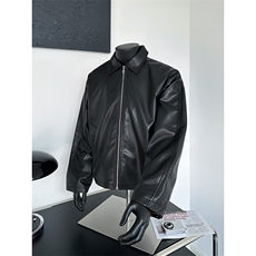 美式复古翻领皮衣外套男设计感拉链pu皮机车服夹克潮JK08568-P73，男装夹克，星座308B-1