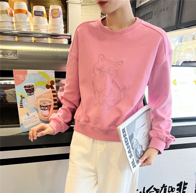 QH2022春季立体猫咪图案卫衣，女装卫衣/绒衫，启航