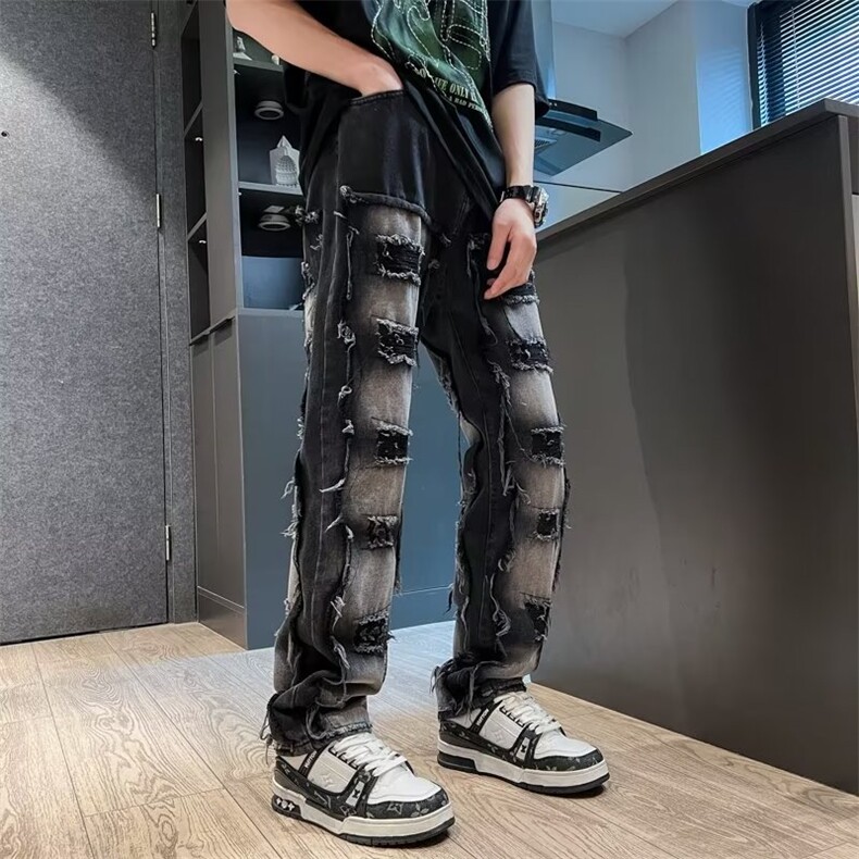 潮流潮日系慵懒青春流行气质牛仔裤文艺简约ins男夏季K3302-P65,男装牛仔裤,星座1109-3