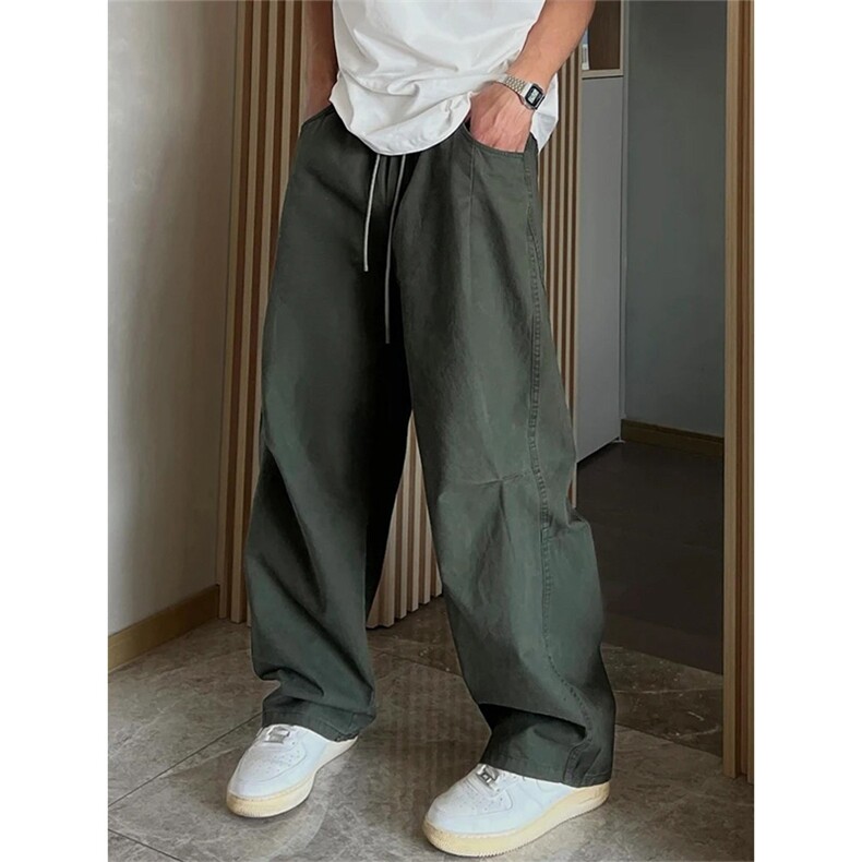 弯刀工装裤男美式复古阔腿裤子cleanfit宽松直筒微喇裤LHR800-P53，男装休闲裤，星座1008-1