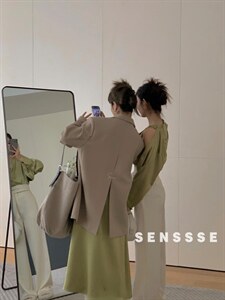 [现货] 开叉后背刺绣西装外套女2022春季新款韩版高级感宽松图片