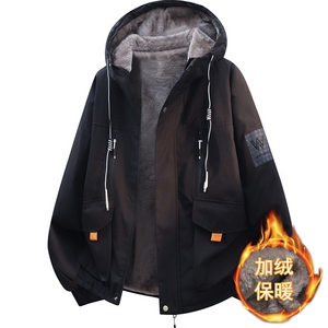 立体冬季外套加绒加厚潮牌夹克连帽宽松保暖派克服 A436-D209-P80图片