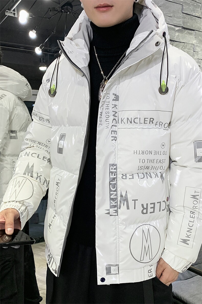 新款大码连帽印花鲨鱼皮宽松学生轻薄男女款羽绒服,男装羽绒服,星座301D-5(原星座1415）