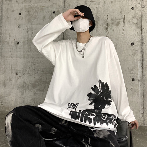 【】A003-CX1703-P35创意印花长袖T恤控价49元黑衣先生，男装T恤，电商A003