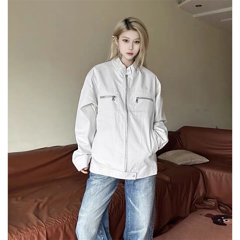 26春装高品质老钱风立领夹克外套男女美式潮牌拉链工装风宽松上衣，男装夹克，电商A486