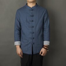 春秋装唐装汉服棉麻外套青年复古亚麻夹克男钱塘6005-6082-P90，男装夹克，星座1112-5（原712-5）