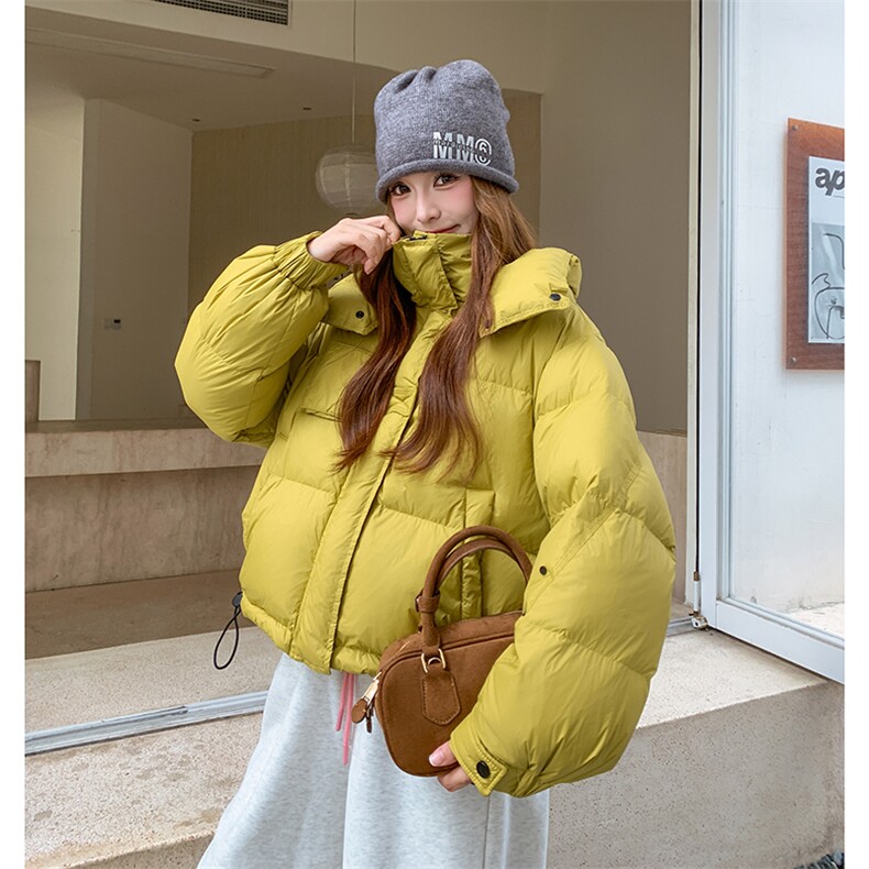 时尚短款羽绒服女2025冬季新款加厚连帽保暖白鸭绒外套,女装羽绒服,诺蝶