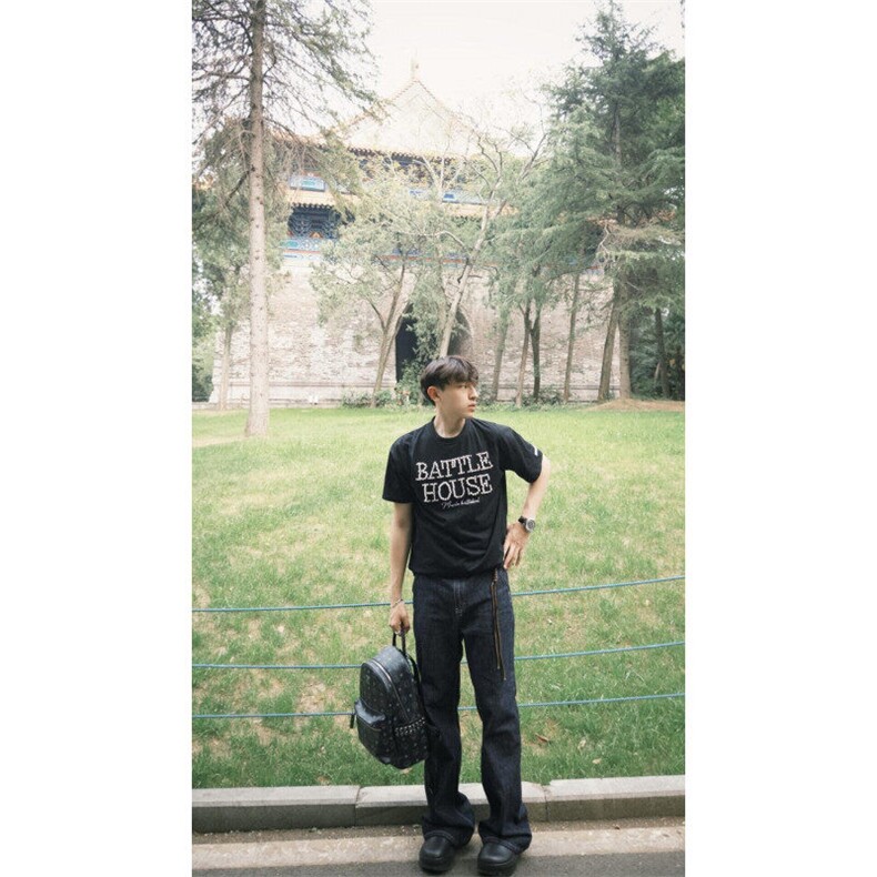 DXT77HH-P42美式复古珍珠短袖t恤男高级感痞帅半袖,男装T恤,星座1007（原301D）