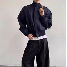 Q29/P66美式高街垫肩短款外套男款春秋高级感廓形立领飞行员夹克，男装夹克，星座1506
