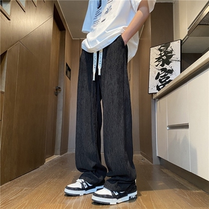 夏季新款高级纹理垂感冰丝裤宽松休闲裤B315-K24195-特p35控68图片