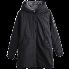 2023年冬棉服中长款加厚加棉保暖中长款3528款纯色连帽，女装棉衣/棉服，秋牧寒烟