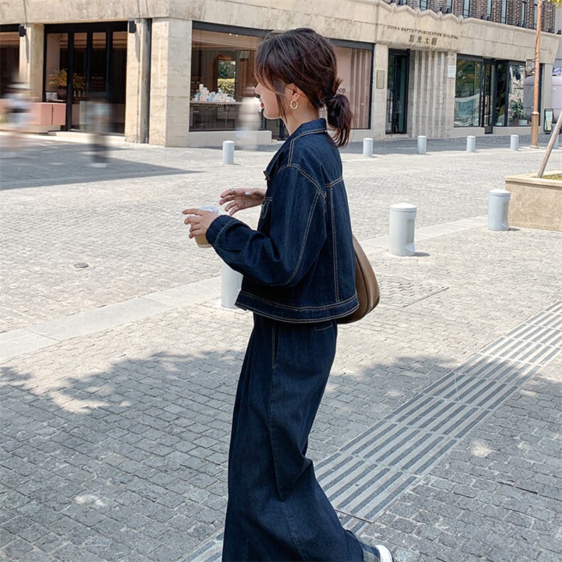 现货2025秋新款牛仔短外套+直通裤两件套8906—P1155--K218,女装套装/套裙,2C253
