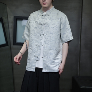 现货2024风夏季新款上了就卖！大码短袖衬衫A021-CS7098-P70