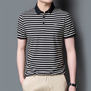 时尚短袖T恤男条纹翻领上衣夏季新款青年男士休闲百搭潮流体恤衫,男装T恤,电商B212（原钱塘6029）
