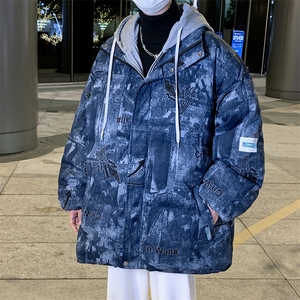 男冬季新款保暖棉衣潮流加厚大码假两件连帽棉服外套33231P115图片