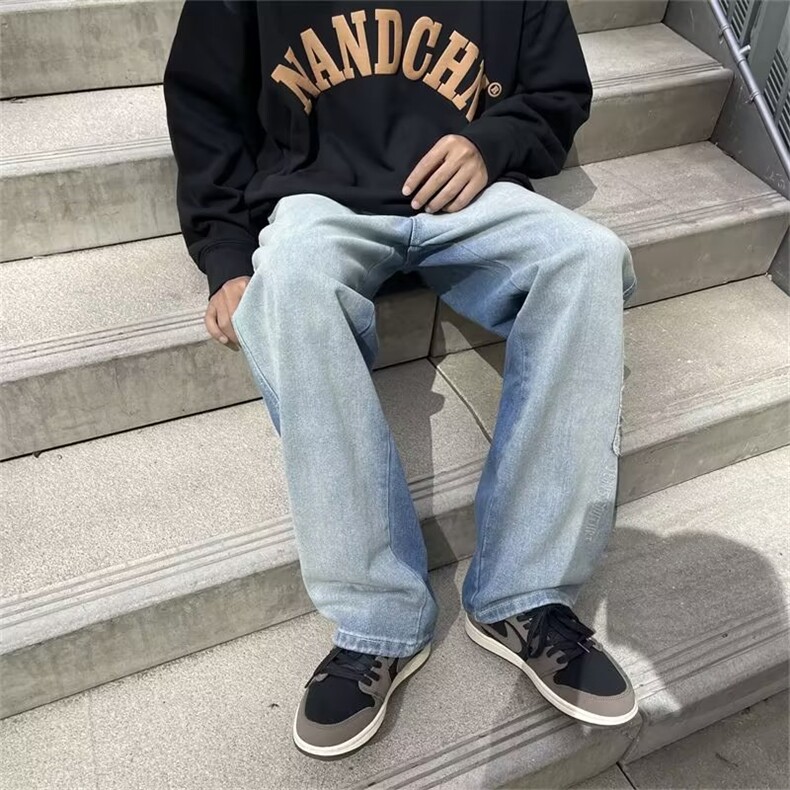 牛仔裤男秋季潮大码休闲裤子高街N5087P42,男装牛仔裤,星座1116-2