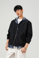 可二开假两件格子拼接大码M-5XL夹克聚酯纤维JK78094P75控118，男装夹克，星座227-7