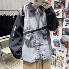 春秋翻领纽扣扎染夹克男潮牌宽松休闲百搭学生外套C1017，男装夹克，星座1116A-1（原606A）