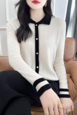 假两件长袖开衫毛衣女2025春秋冬针织衫百搭时尚100羊毛衫，女装羊毛衫，哲奥羊绒
