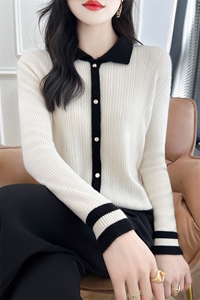假两件长袖开衫毛衣女2025春秋冬针织衫百搭时尚100羊毛衫图片