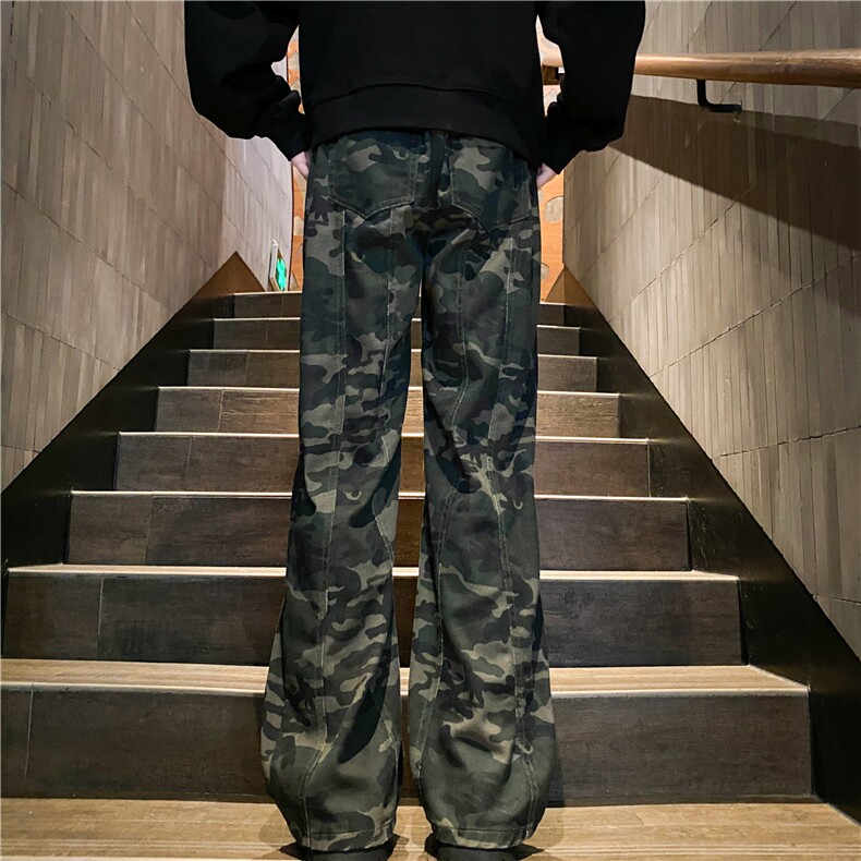 2025秋季新款美式高街迷彩潮流直筒牛仔裤B315-K114-p55控78,男装牛仔裤,电商B315