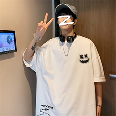 DX90P35港风纯短袖青少年学生百搭休闲潮流宽松T恤纯上衣，男装T恤，星座1204-3
