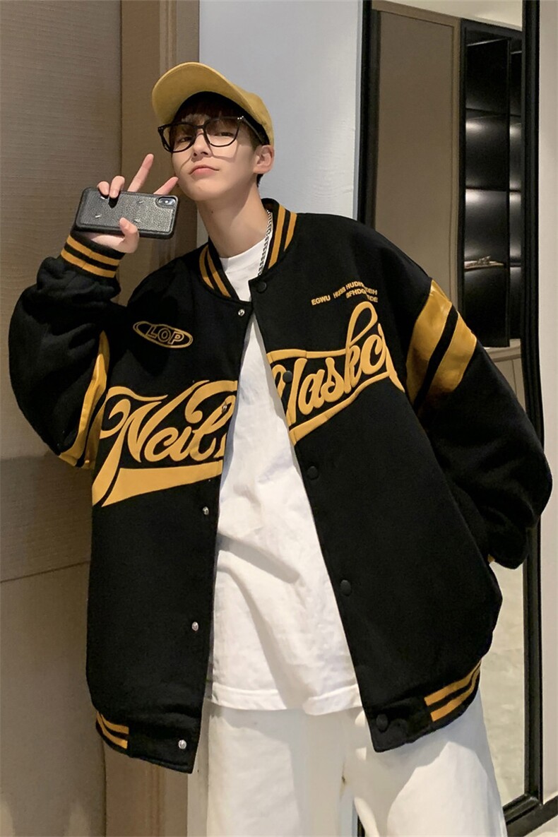 棒球服外套男春秋季潮牌ins字母情侣夹克百搭休闲上衣W2137-P50,男装夹克,星座512-2