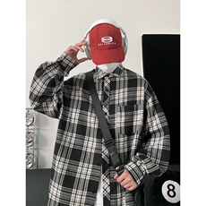 时尚潮流复古格子大码翻领长袖衬衫内搭外套C2167-P32【特价】，男装衬衫，电商A007