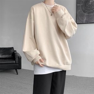 5XL-M大码卫衣男2024春麂皮绒潮流落肩圆领宽松长袖T恤WY09特P28图片