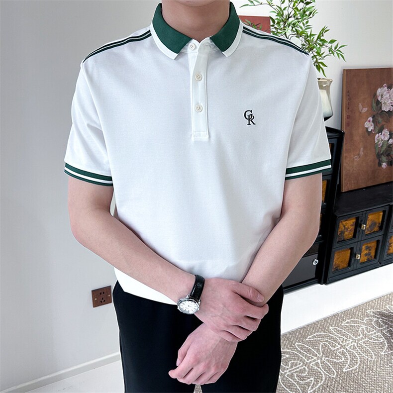 夏季翻领男生刺绣款肩带设计POLO衫A3104-P50，男装Polo衫，星座1012-1