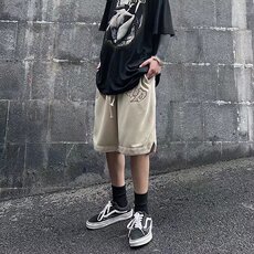 2023夏季字母刺绣运动短裤男潮牌宽松休闲五分卫裤DK0336-P30，男装休闲裤，星座308B-1
