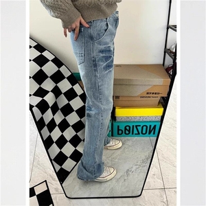 【有货】NZ455HH-特P42 冰蓝闪电纹水洗牛仔裤男女直筒裤子图片