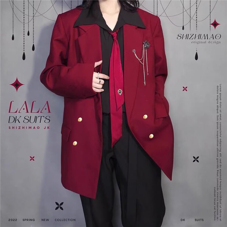 W10152-P63网图现货原宿日系insDKJK日系制服双排扣西服带徽章，男装西服，星座1608-2