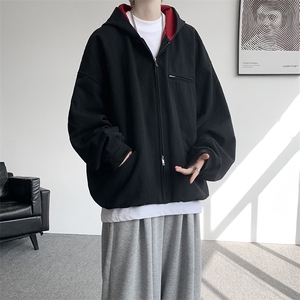 8XL-M 美式复古撞色连帽水洗夹克男高级感做旧情侣外套JK1327P88图片