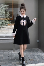 春季新款针织连衣裙女中长款修身显瘦气质百搭时尚长袖裙子，女装连衣裙，秋水欣儿