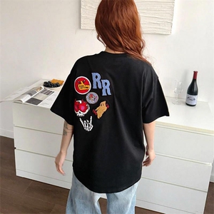 万针全刺绣工艺得物抖音高品质260克纯棉双纱美式高街短袖T恤P33
