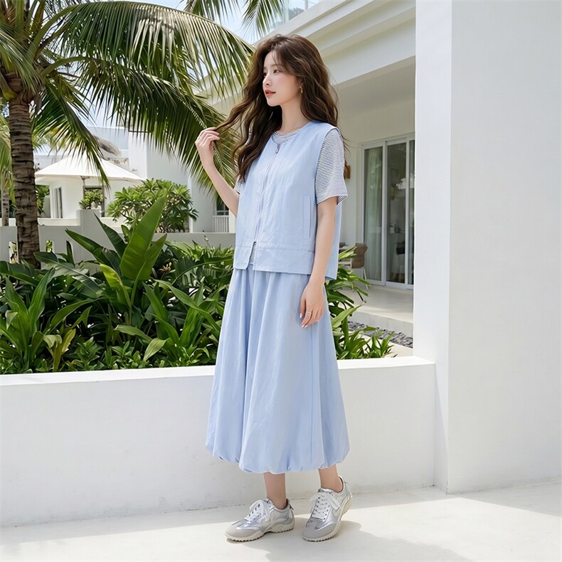 三件套女夏季简约百搭清爽套装套裙,女装套装/套裙,芙芮