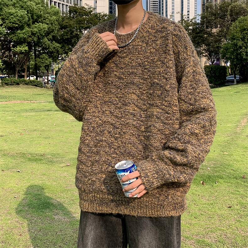 秋冬季上衣韩宽松提花套头毛衣男士潮流加厚圆领长袖针织衫,男装针织衫/毛衣,星座410-7