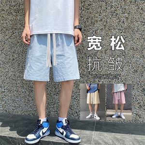多色可选质感五分裤蓝色透气清爽柔顺纯棉宽松短裤DK652-特批28,疯狂的孕妇穿搭小个子图片
