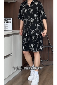 短袖衬衫男+短裤男潮流休闲套装男M-5XL大码TZ78720P50控98模特图图片