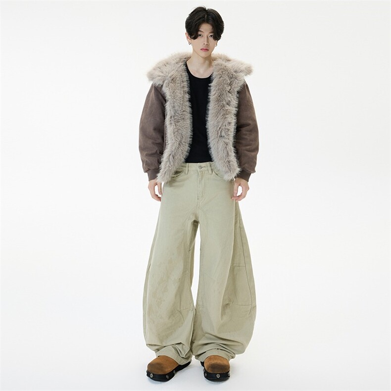现货2025冬季复古做旧座山雕加厚棉服男女宽松解构磨毛高级感,男装棉衣,星座218-1（原230）