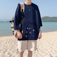 Q11129-P30春夏季七分袖t恤男大码五分袖男短袖中袖，男装T恤，电商A040