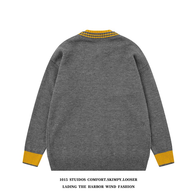 美式复古趣味小狗刺绣开衫毛衣外套潮牌情侣针织衫1015-M351-P85,男装针织衫/毛衣,四季星座1015
