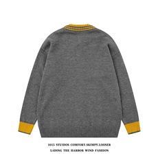 美式复古趣味小狗刺绣开衫毛衣外套潮牌情侣针织衫1015-M351-P85，男装针织衫/毛衣，四季星座1015