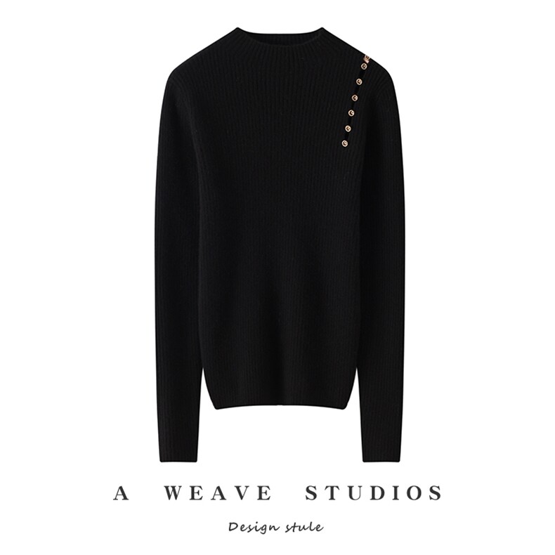 时尚女羊绒衫35%羊绒秋冬保暖纯色简约高领长袖修身显瘦百搭，女装羊绒衫，戎魅羊绒