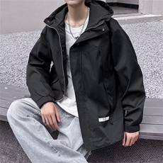 复古宽松潮牌冲锋衣连帽外套男春秋季户外休闲工装夹克JK606-P65，男装夹克，星座1109-3