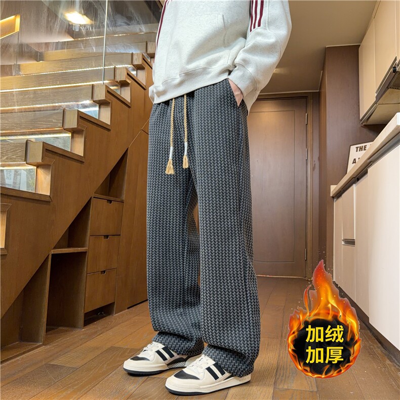 羊羔绒裤子男冬季加绒加厚休闲裤青直筒卫裤K25102*P45控79,男装休闲裤,星座227-1