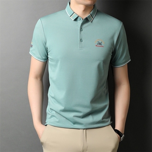 夏季新款男士翻领短袖t恤中年有领男装上衣服休闲POLO衫图片