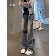 【高质量现货特批45】男秋冬铆钉对折显瘦牛仔裤610A-YB5174，男装牛仔裤，星座610A