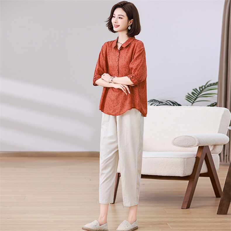dpqb棉麻套装女夏装2025夏季新款妈妈高端洋气时尚休闲苎麻两件套,女装套装/套裙,独衣靓